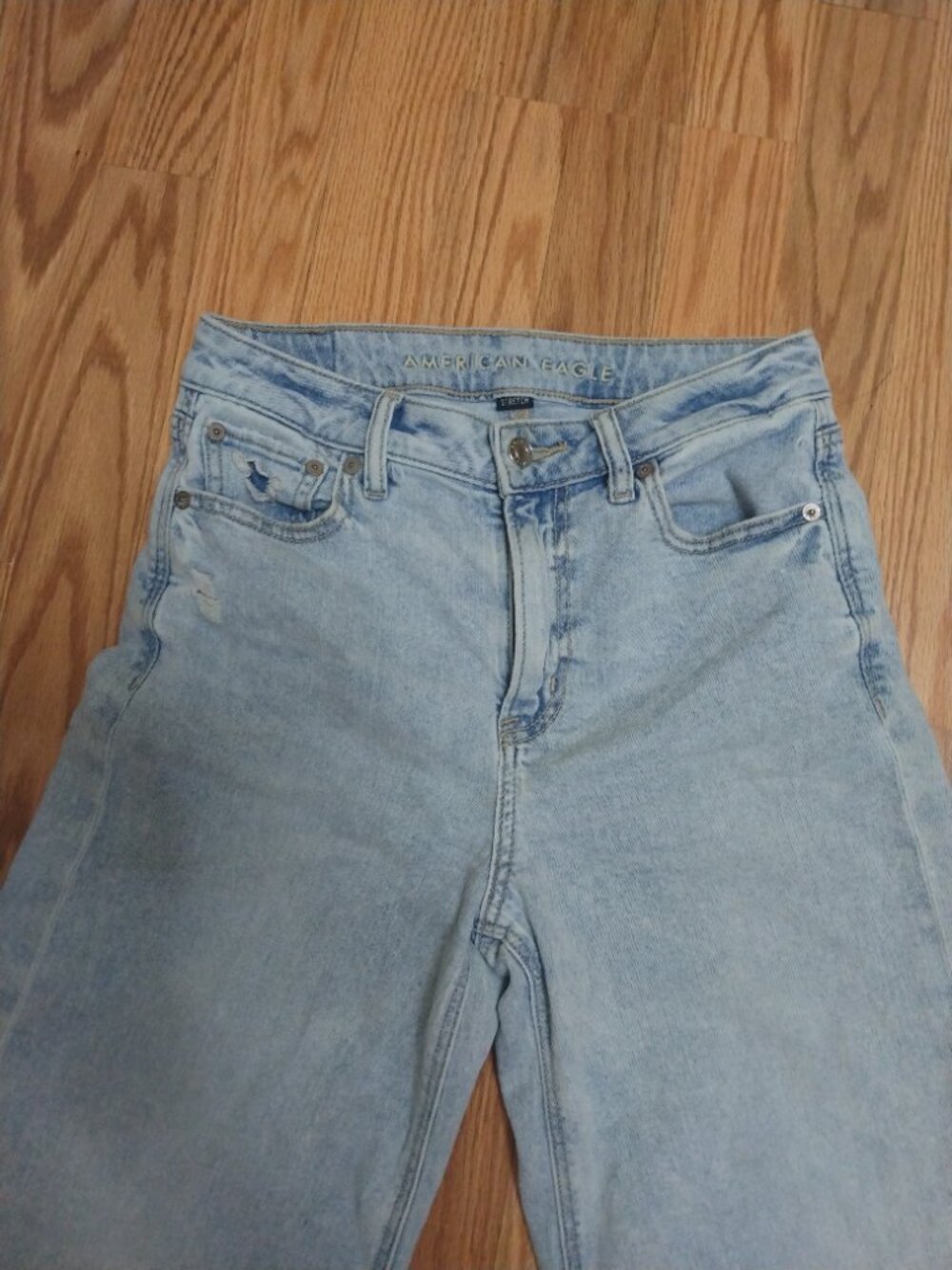 Womens American Eagle High-waisted baggy wide leg jeans 00 Short